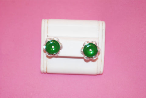 Imperial Jadeite Jade Earrings in White Gold