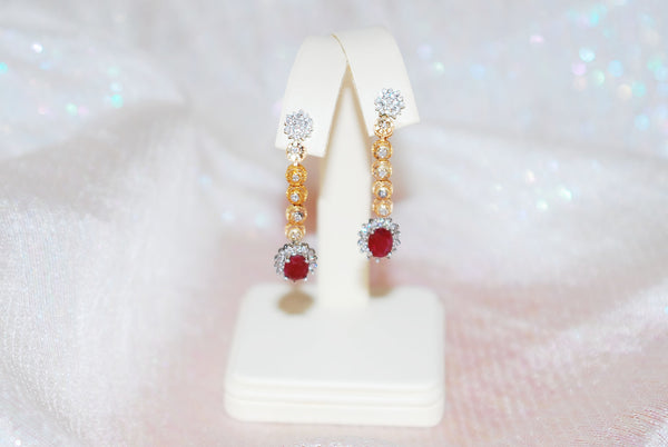 Ruby Earrings in White and Yellow Gold
