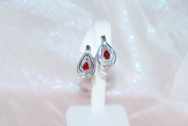 Ruby Earrings in White Gold 01