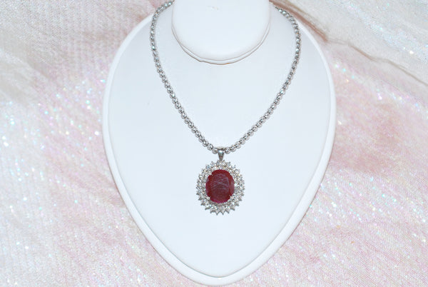 Ruby Pendant in White Gold 02
