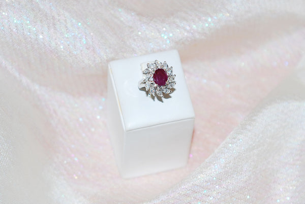 Ruby Ring with Marquise Diamonds