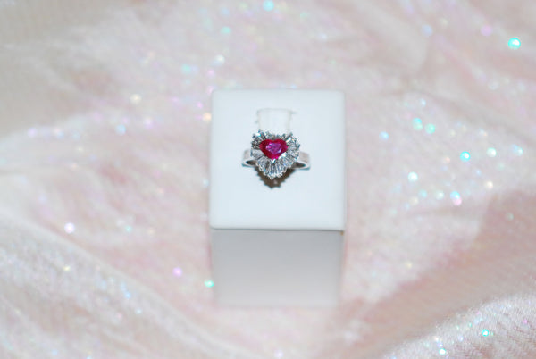 Heart-Shaped Ruby Ring in White Gold