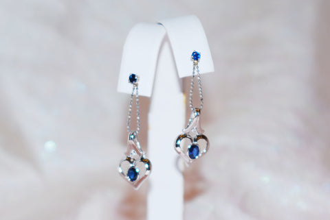 Heart-Shaped Sapphire Earrings in White Gold
