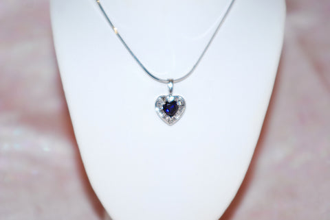 Heart-Shaped Sapphire Pendant in White Gold