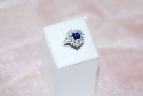 Heart-Shaped Sapphire Ring with Diamonds