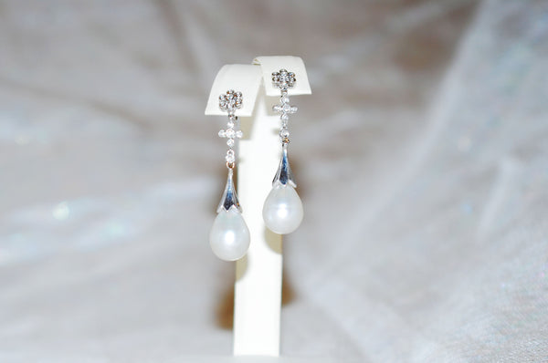 South Sea Pearl Earrings in White Gold