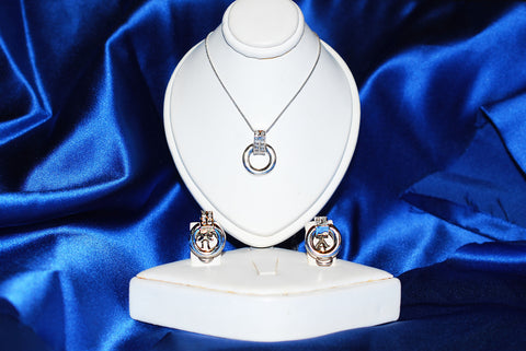 Diamond Earring and Pendant Set in White Gold
